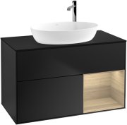 Тумба під раковину Villeroy & Boch Finion 100х50,1 см із підсвічуванням МДФ чорний матовий лак/скло чорне матове F902PCPD