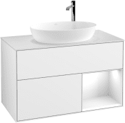 Тумба під раковину Villeroy & Boch Finion 100х50,1 см з підсвіткою МДФ білий глянцевий лак/скло біле матове G901GFGF