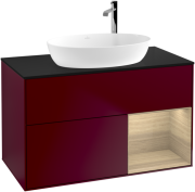 Тумба под раковину Villeroy & Boch Finion 100х50,1 см с подсветкой МДФ пион матовый лак/стекло черное матовое G902PCHB