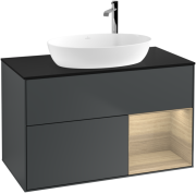 Тумба під раковину Villeroy & Boch Finion 100х50,1 см із підсвічуванням МДФ темно-синій матовий лак/скло чорне матове G902PCHG