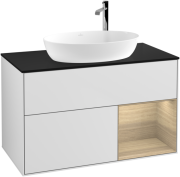 Тумба під раковину Villeroy & Boch Finion 100х50,1 см із підсвічуванням МДФ білий матовий лак/скло чорне матове G902PCMT