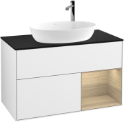 Тумба під раковину Villeroy & Boch Finion 100х50,1 см з підсвічуванням МДФ білий глянцевий лак/скло чорне матове G902PCGF