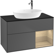 Тумба під раковину Villeroy & Boch Finion 100х50,1 см із підсвічуванням МДФ антрацит матовий лак/скло чорне матове G902PCGK