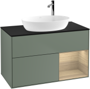 Тумба під раковину Villeroy & Boch Finion 100х50,1 см із підсвічуванням МДФ оливковий матовий лак/скло чорне матове G902PCGM