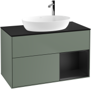 Тумба под раковину Villeroy & Boch Finion 100х50,1 см с подсветкой МДФ оливковый матовый лак/стекло черное матовое G902PDGM