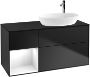 Тумба під раковину Villeroy & Boch Finion 120х50,1 см з підсвічуванням МДФ чорний матовий лак/скло чорне матове F922GFPD
