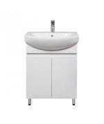 Тумба напольная Мойдодыр Фокус 60 см с раковиной Runa ДСП/МДФ белый глянец 00-00004132