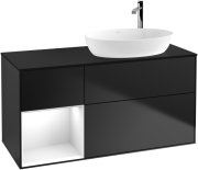 Тумба под раковину Villeroy & Boch Finion 120х50,1 см с подсветкой МДФ черный матовый лак/стекло черное матовое F922GFPD