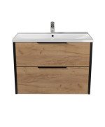 Тумба подвесная Мойдодыр Line Craft 80 с раковиной Rodeo ДСП дуб крафт 00-0008077