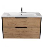 Тумба подвесная Мойдодыр Line Craft 100 с раковиной Cosmo ДСП дуб крафт 00-0008386