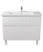 Тумба Мойдодыр Fluffy 100-U с раковиной Creavit Su-100 ДСП/МДФ белый мат 00-0008610