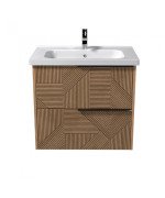 Тумба подвесная Мойдодыр Cubic 70-A с раковиной Creavit Ideal ДСП дуб поджаренный 00-0008640