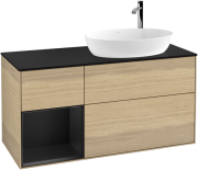 Тумба под раковину Villeroy & Boch Finion 120х50,1 см с подсветкой МДФ шпон дуба/стекло черное матовое G922PDPC