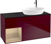 Тумба під раковину Villeroy & Boch Finion 120х50,1 см з підсвічуванням МДФ півонія матовий лак/скло чорне матове G922PCHB