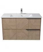 Тумба подвесная Мойдодыр Illusion 100-A с раковиной Creavit Su-100 ДСП дуб натуральный 00-0008595