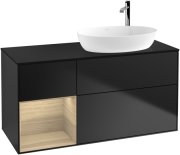 Тумба під раковину Villeroy & Boch Finion 120х50,1 см з підсвічуванням МДФ чорний матовий лак/скло чорне матове G922PCPD