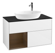 Тумба під раковину Villeroy & Boch Finion 100х50,1 см з підсвіткою МДФ білий глянцевий лак/скло чорне матове F892GNGF