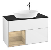 Тумба под раковину Villeroy & Boch Finion 100х50,1 см с подсветкой МДФ глянцевый белый лак/стекло черное матовое F892PCGF