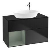Тумба під раковину Villeroy & Boch Finion 100х50,1 см із підсвічуванням МДФ чорний матовий лак/скло чорне матове F892GMPD