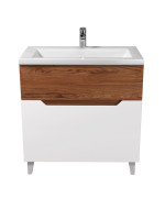 Тумба підлогова Мийдодир Colibri 80 з раковиною Cosmo ДСП/МДФ білий глянець/французький горіх 00-00004270