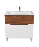 Тумба напольная Мойдодыр Colibri 80 с раковиной Cosmo ДСП/МДФ белый глянец/французский орех 00-00004270
