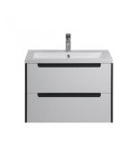 Тумба подвесная Мойдодыр Paula 60-A с раковиной Cosmopolitan ДСП/МДФ белый глянец/графит глянцевый 00-0006524