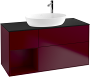 Тумба под раковину Villeroy & Boch Finion 120х50,1 см с подсветкой МДФ пион матовый лак/стекло черное матовое G942HBHB