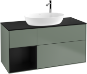 Тумба под раковину Villeroy & Boch Finion 120х50,1 см с подсветкой МДФ оливковый матовый лак/стекло черное матовое G942PDGM