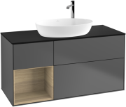 Тумба під раковину Villeroy & Boch Finion 120х50,1 см з підсвічуванням антрацит матовий лак/скло чорне матове G942PCGK