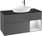 Тумба під раковину Villeroy & Boch Finion 120х50,1 см з підсвічуванням антрацит матовий лак/скло чорне матове F952MTGK