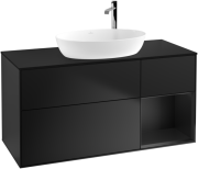 Тумба под раковину Villeroy & Boch Finion 120х50,1 см с подсветкой МДФ черный матовый лак/стекло черное матовое F952PDPD