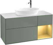 Тумба под раковину Villeroy & Boch Finion 120х50,1 см с подсветкой МДФ оливковый матовый лак/стекло белое матовое F951HFGM