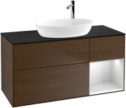 Тумба под раковину Villeroy & Boch Finion 120х50,1 см с подсветкой МДФ шпон грецкого ореха/стекло черное матовое F952MTGN