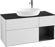 Тумба під раковину Villeroy & Boch Finion 120х50,1 см із підсвічуванням МДФ білий матовий лак/скло чорне матове F952PDMT