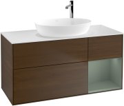 Тумба під раковину Villeroy & Boch Finion 120х50,1 см із підсвічуванням МДФ шпон волоського горіха/скло біле матове F951GMGN