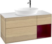 Тумба під раковину Villeroy & Boch Finion 120х50,1 см із підсвічуванням МДФ шпон дуба/скло біле матове F951HBPC