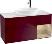 Тумба під раковину Villeroy & Boch Finion 120х50,1 см з підсвічуванням МДФ півонія матовий лак/скло чорне матове F951PCHB