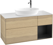 Тумба під раковину Villeroy & Boch Finion 120х50,1 см із підсвічуванням МДФ шпон дуба/скло біле матове F951PDPC