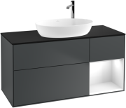 Тумба під раковину Villeroy & Boch Finion 120х50,1 см із підсвічуванням МДФ темно-синій матовий лак/скло чорне матове F952GFHG