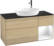 Тумба під раковину Villeroy & Boch Finion 120х50,1 см з підсвічуванням МДФ шпон дуба/скло чорне матове F952GFPC