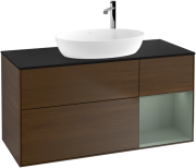 Тумба під раковину Villeroy & Boch Finion 120х50,1 см з підсвічуванням МДФ шпон волоського горіха/скло чорне матове F952GMGN