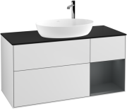 Тумба под раковину Villeroy & Boch Finion 120х50,1 см с подсветкой МДФ белый матовый лак/стекло черное матовое F952HGMT