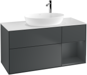 Тумба під раковину Villeroy & Boch Finion 120х50,1 см із підсвічуванням МДФ темно-синій матовий лак/скло біле матове F951HGHG