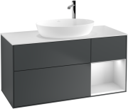 Тумба под раковину Villeroy & Boch Finion 120х50,1 см с подсветкой МДФ темно-синий матовый лак/стекло белое матовое F951MTHG