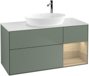 Тумба під раковину Villeroy & Boch Finion 120х50,1 см із підсвічуванням МДФ оливковий матовий лак/скло біле матове F951PCGM