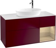 Тумба под раковину Villeroy & Boch Finion 120х50,1 см с подсветкой МДФ пион матовый лак/стекло черное матовое F951PCHB