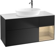 Тумба під раковину Villeroy & Boch Finion 120х50,1 см із підсвічуванням МДФ чорний матовий лак/скло біле матове F951PCPD