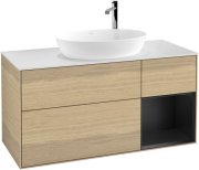 Тумба під раковину Villeroy & Boch Finion 120х50,1 см із підсвічуванням МДФ шпон дуба/скло біле матове F951PDPC