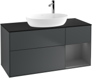 Тумба під раковину Villeroy & Boch Finion 120х50,1 см із підсвічуванням МДФ темно-синій матовий лак/скло чорне матове F952GKHG