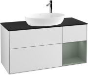 Тумба під раковину Villeroy & Boch Finion 120х50,1 см із підсвічуванням МДФ білий матовий лак/скло чорне матове F952GMMT